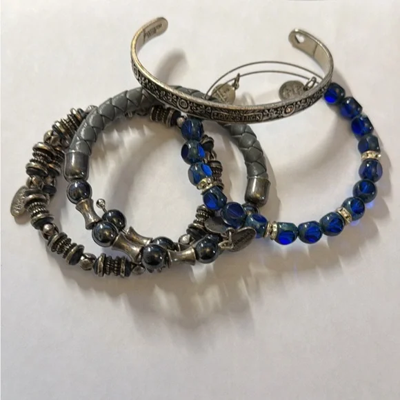 Alex and Ani silver and blue Bracelet Set - Picture 2 of 6